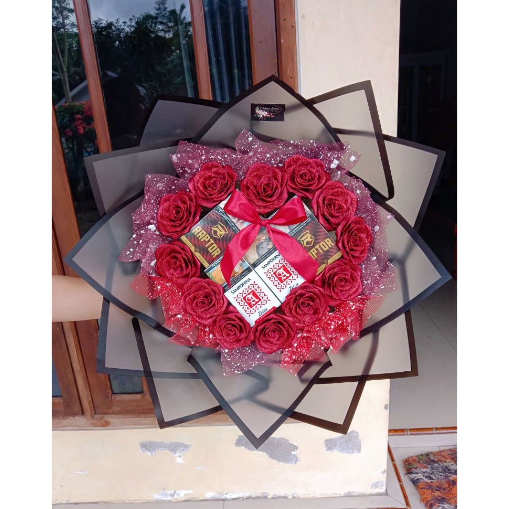 Buket pita satin rokok bisa request warna dan rokok