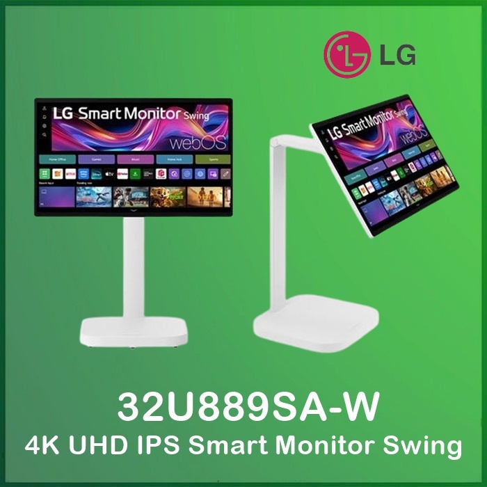 Monitor LG  32U889SA-W 31.5-inch 4K UHD IPS Smart Monitor Swing with Touchscreen, Rolling Stand
