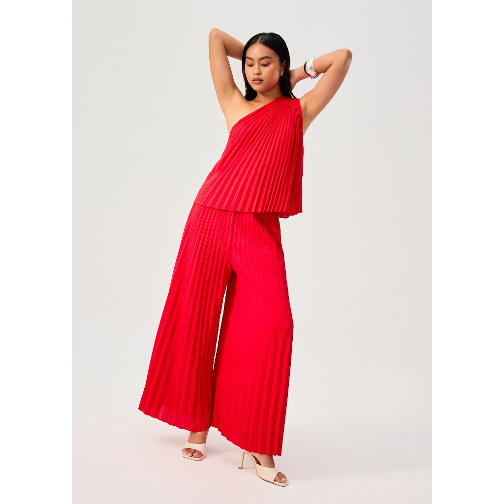 Love Bonito - Atasan Wanita - Wei Sunray Pleated Toga Top - Red