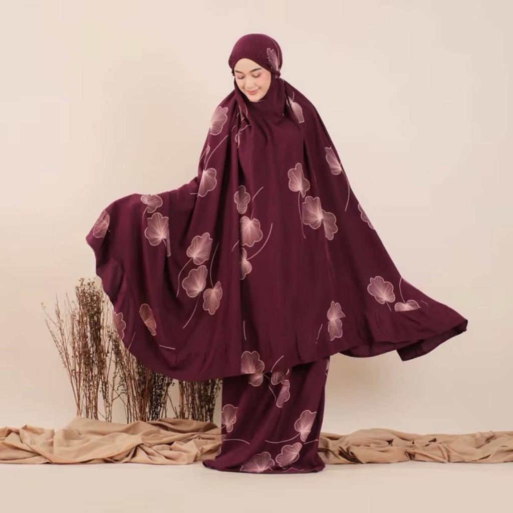 Mukena Laura Rample Jumbo Mukenah Setelan Atasan dan Bawahan Tebal Adem Nyaman dipake sholat