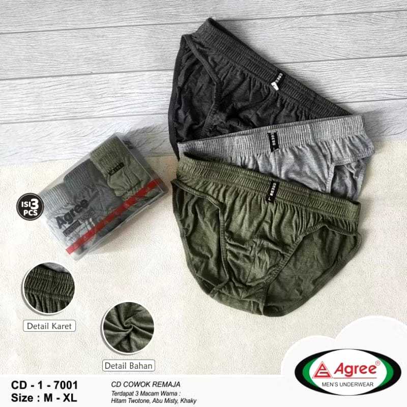 Ratu Daleman - Isi 3pcs Celana Dalam Agree 7001| Celana Dalam Pria Dewasa Agree M-XL