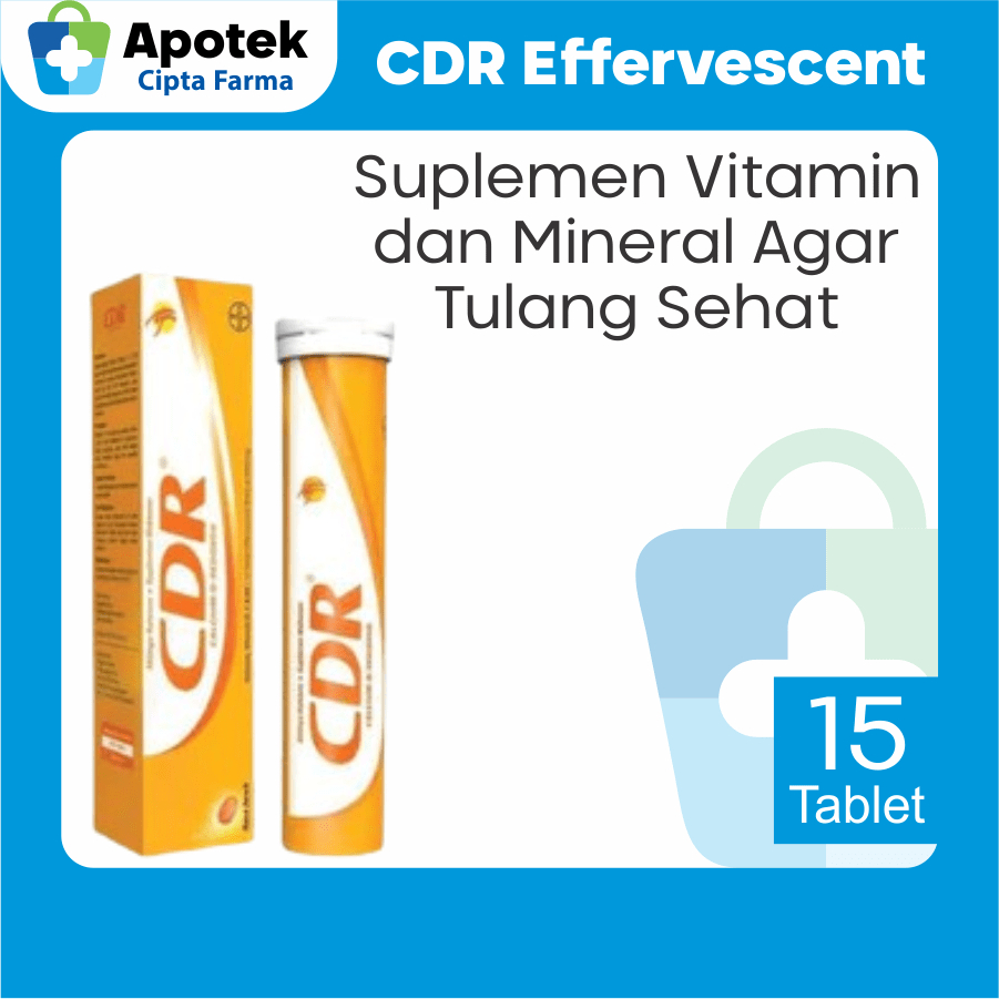 CDR Effervescent 15 Tablet Jeruk Mandarin Vitamin B6 Vitamin C Vitamin D Kalisum Mineral Suplemen Ka