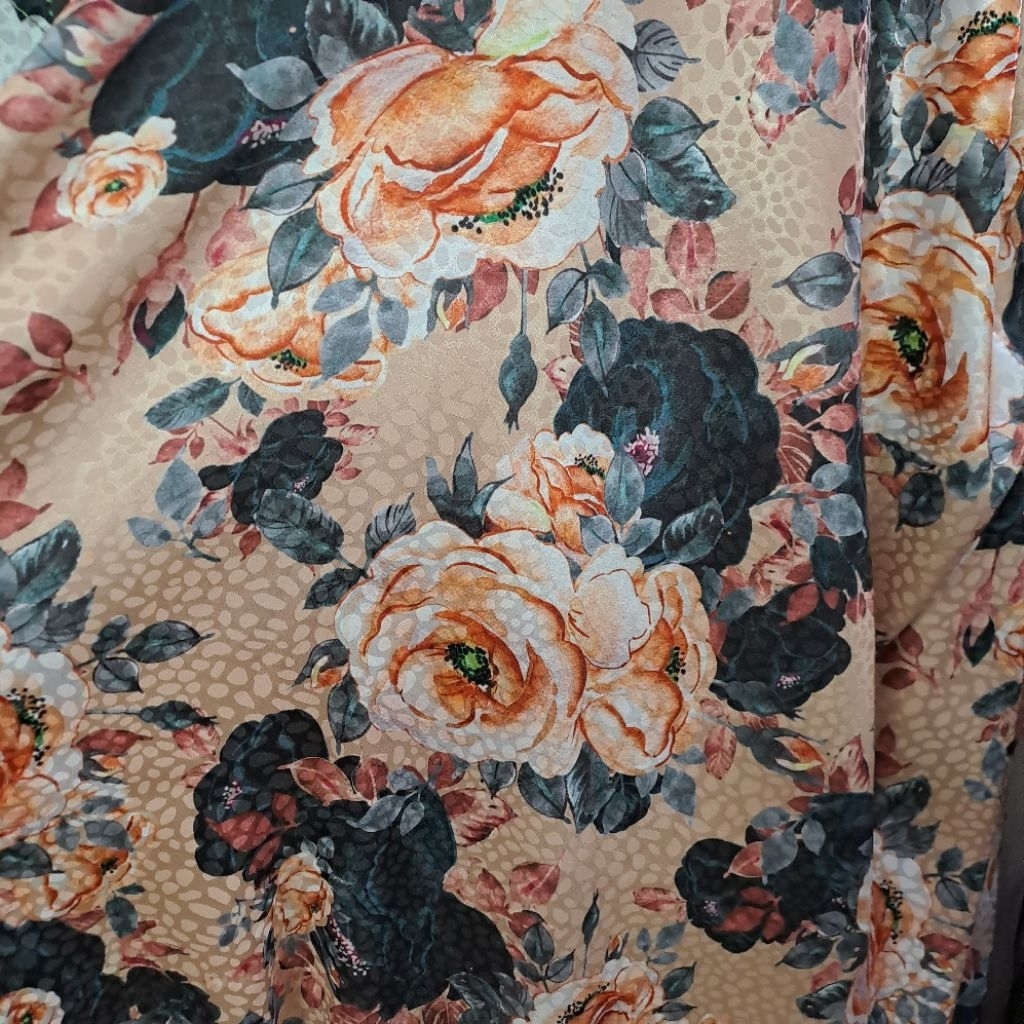 Kain satin Emboss armani // kain itali gabriel silk mawar