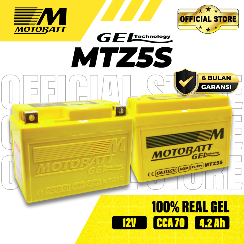 Motobatt Gel MTZ5S - 4.2Ah (Garansi 6 Bulan) (YAMAHA Fino Karbu, Freego 125, Xride, Xabre, Xeon, XSR