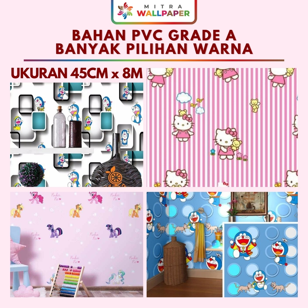 COD [Bayar Di Tempat] Wallpaper Sticker Doraemon 10 Meter Wallpaper Dinding Kamar Anak Cowok Walpape