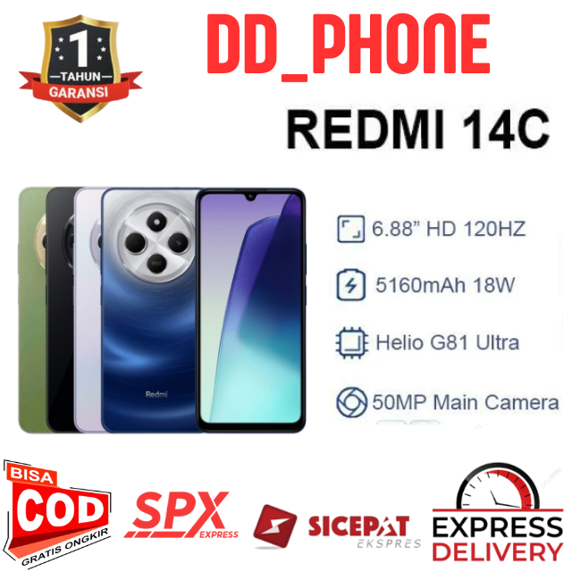 HP XIAOMI REDMI 14C RAM 8+256GB NFC Smartphone Android GARANSI