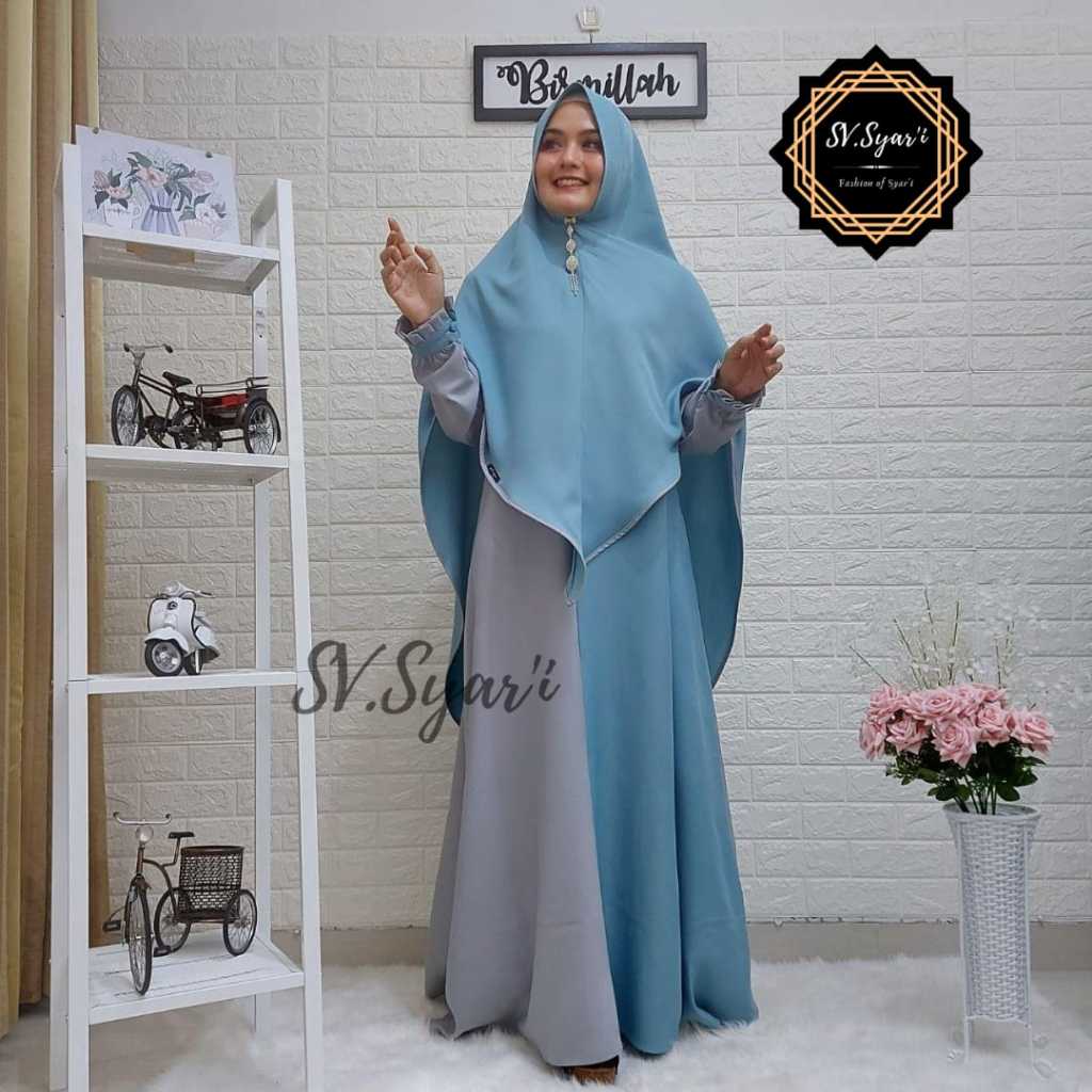 Gamis Set Hijab baby stret Premium Terbaru Gamis kondangan  gamis ibu ibu elegan set hijab busui leb