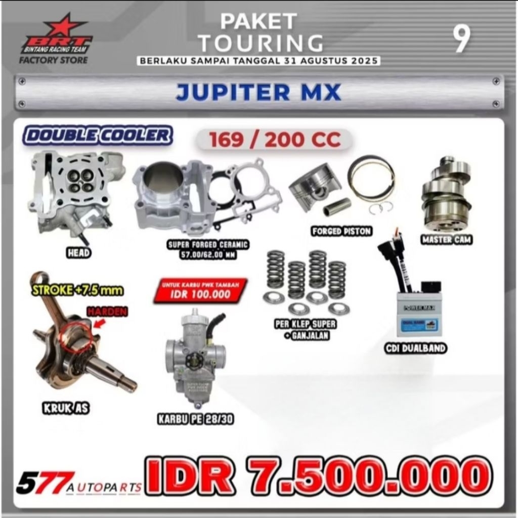 Paket Touring 9 169/200cc BRT Jupiter Mx