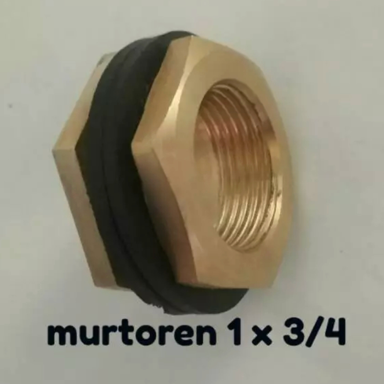 Mur Toren - Mur Tandon Dobel Sok Drat Luar 1" x 3/4 Drat Dalam Kuningan Anti Karat