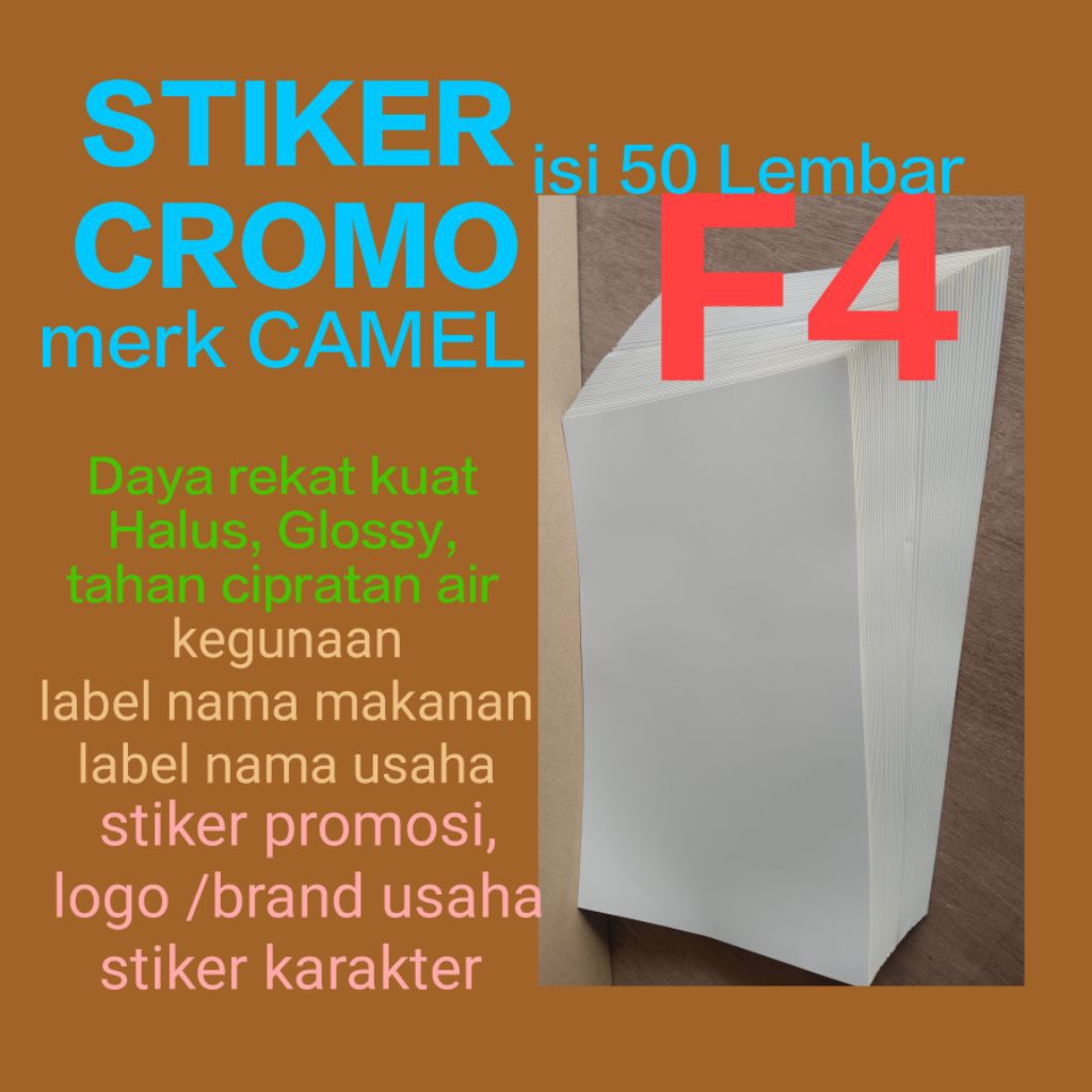 Stiker Cromo dan Doff  Merk Camel, F4 isi 50lembar
