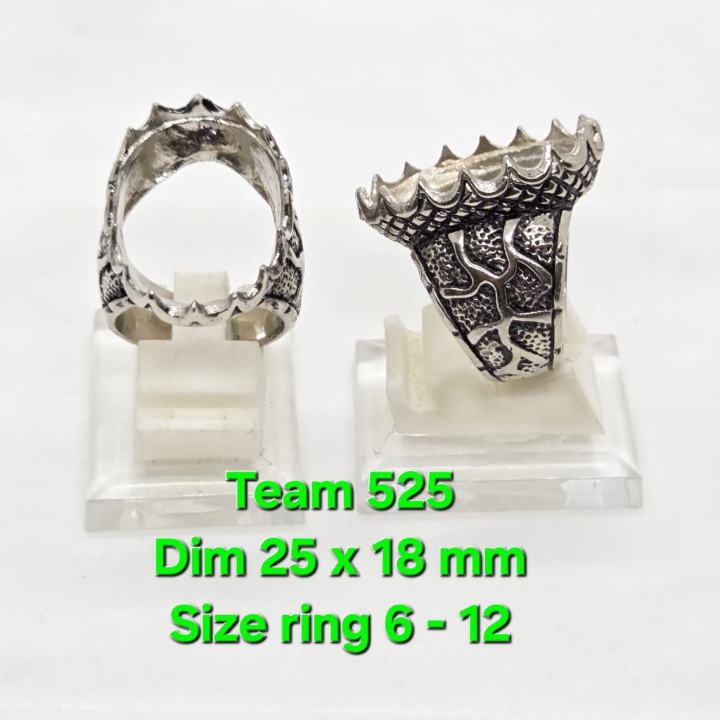Ring emban kwanjing cirebonan dim 25x18 cakar motif / emban pirus alpaka super 525 eceran