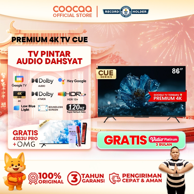 [NEW] [Google TV] COOCAA TV 86 inch - Smart TV - Digital TV - Netflix & Youtube - Google Assistant -