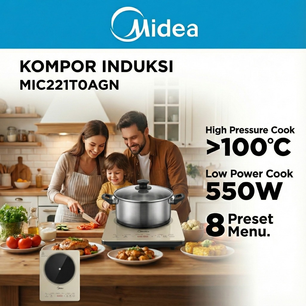 Midea| Kompor induksi Listrik| Kompor induksi portable listrik M-MIC221T0AGL