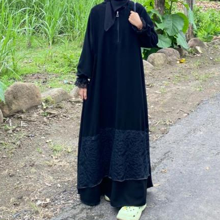 Abaya LUNA Abaya basic hitam polos jetblack abaya polos simple