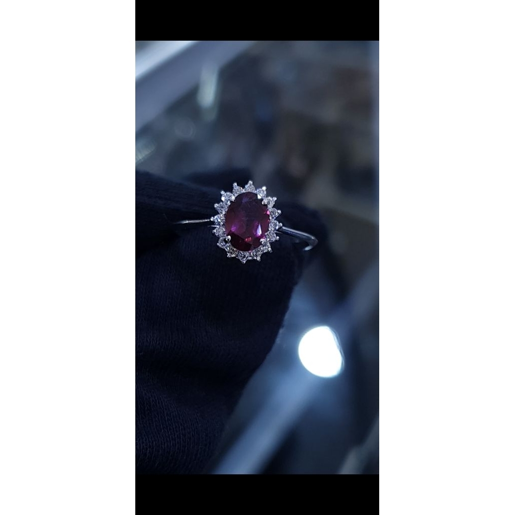 cincin emas berlian batu permata garnet