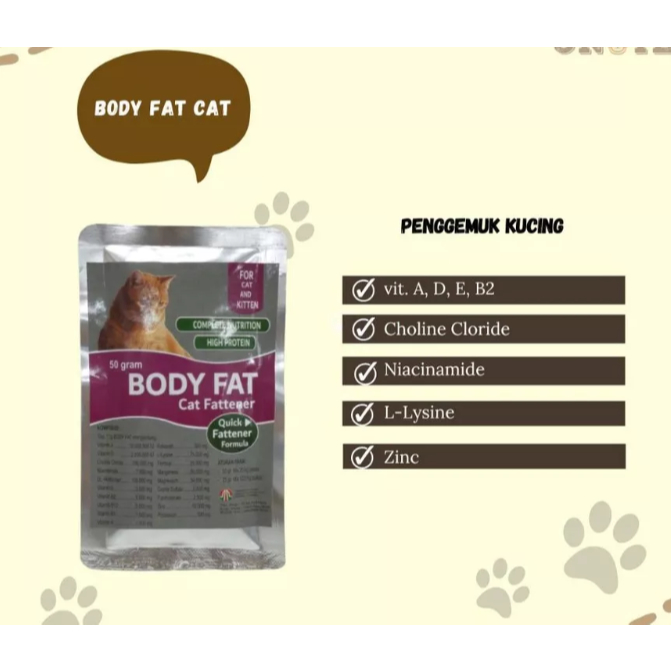 Body Fat Cat 50 gr vitamin penggemuk kucing / body fat kucing