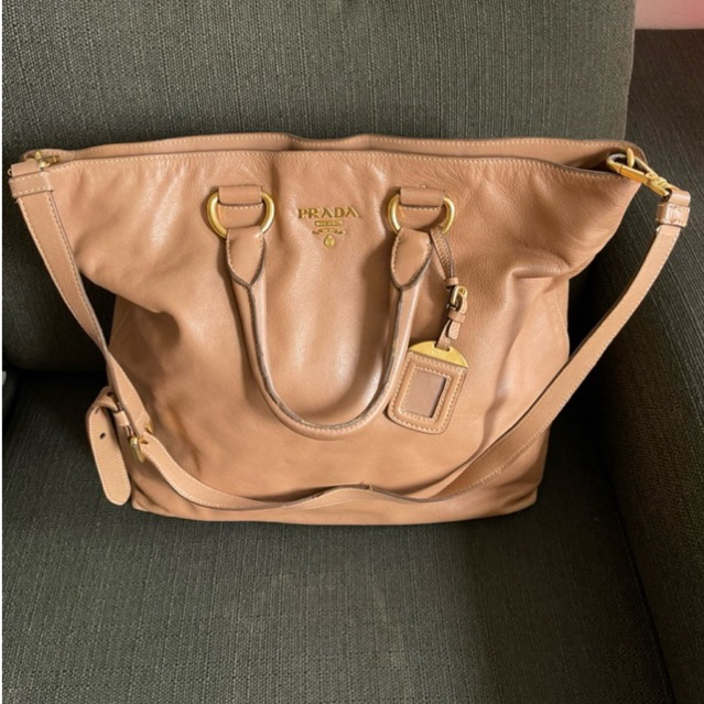 [Preloved] PRADA Vitello Daino Leather Tote Bag - Caramel/Tan (Authentic)