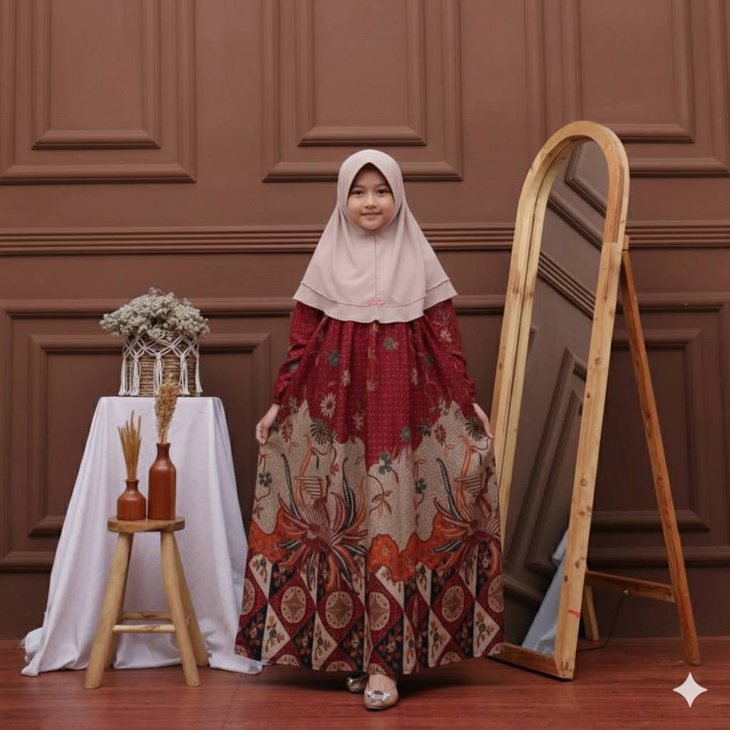 Gamisbatikanakusia1_13 GamisBatik AnakMotif Bunga CantikBatik Anak PerempuanGamis Batik ModernGamis 