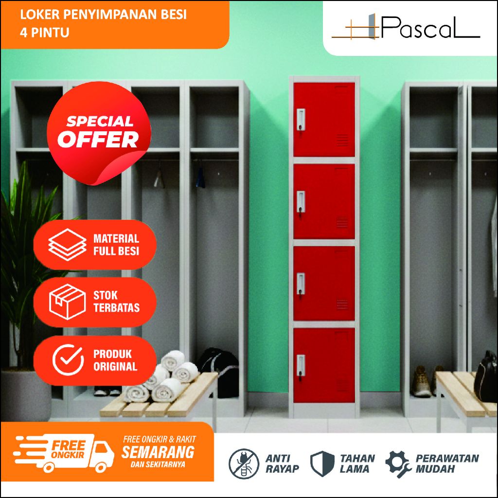 Loker Besi 4 Pintu - Loker Kantor Penyimpanan