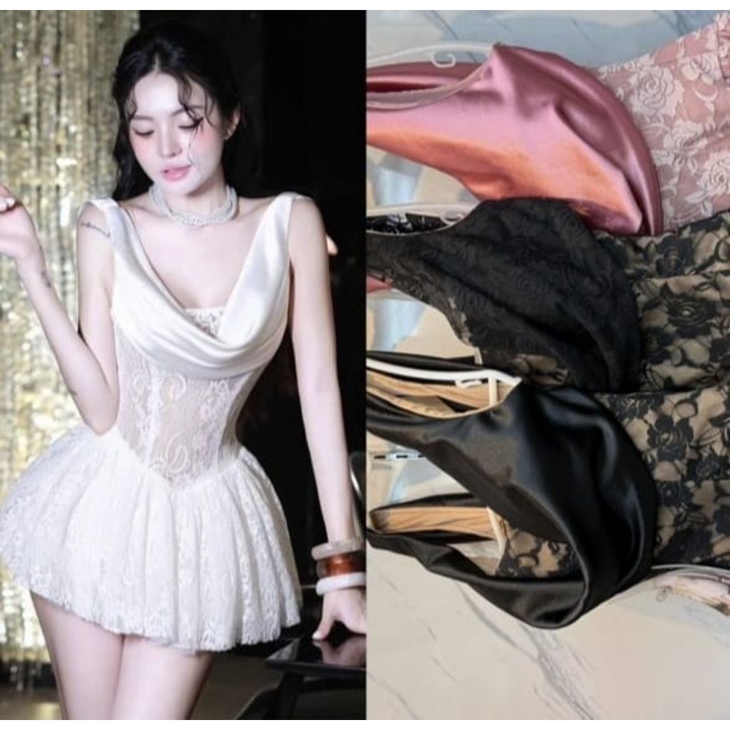 Elxie - 674 / dress mini / dress sexy satin / dress brukat backles / SF