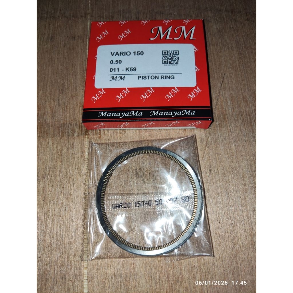 RING SEHER PISTON VARIO 150 OVERSIZE STD 50 100 MANAYAMA