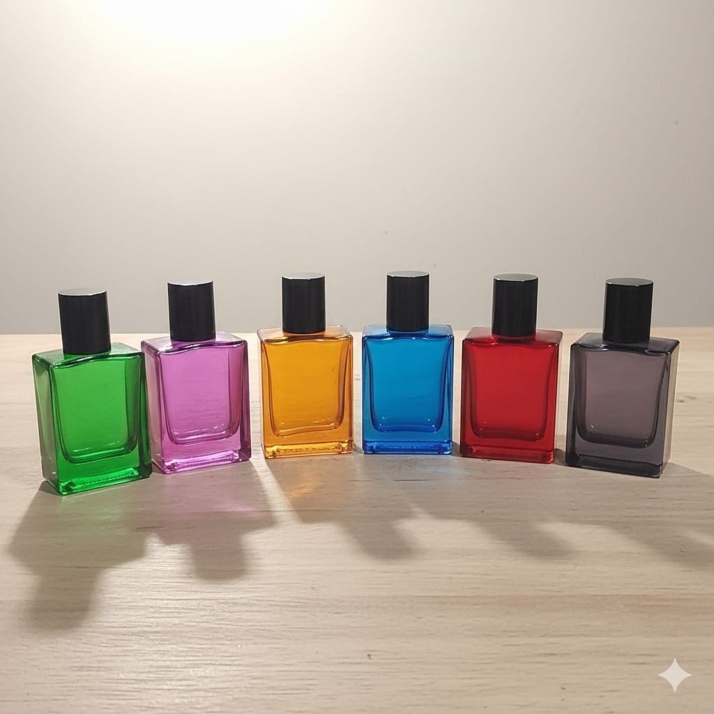 Botol parfum kaca 50ml Semi press cap hitam spray hitam