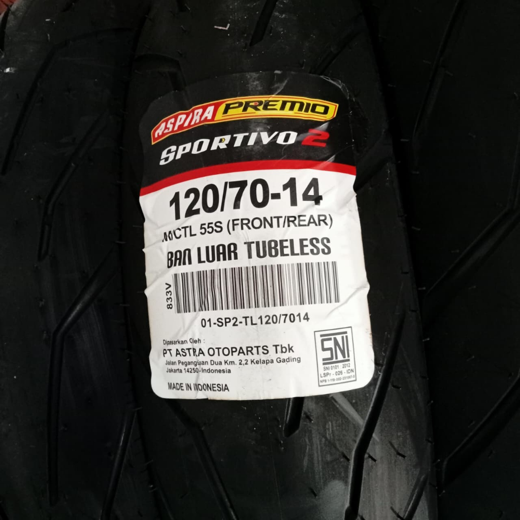 (Aspira Premio) Ban Luar Aspira Premio Sportivo 2 120/70/14 TL Aspira Premio Sportivo 2 120 70 14 Di