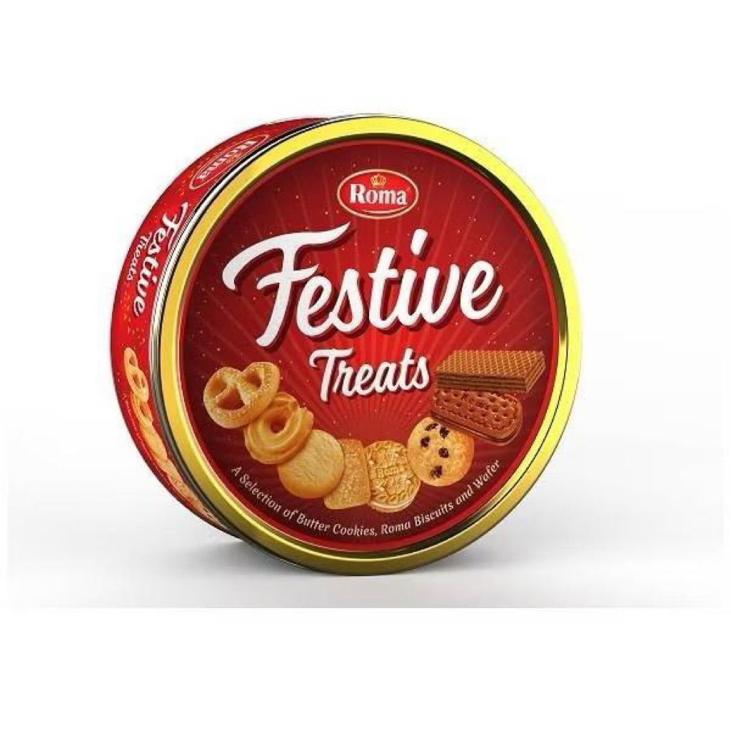 Roma festive treats tin Roma biskuit kaleng 240gram atau 675gram