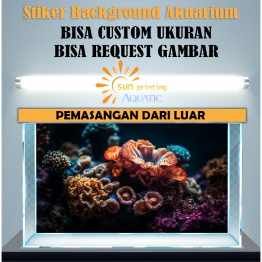 Stiker Background Akuarium Air Laut wallpaper karang