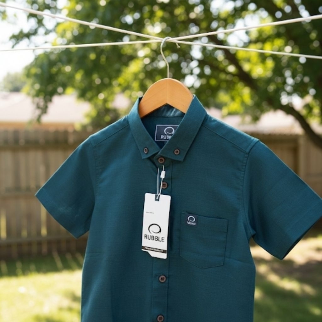 Rubble - Jumbo Emerald Green Kemeja Pria Lengan Pendek