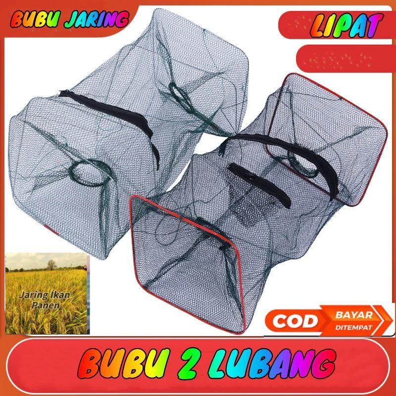 Bubu Perangkap Ikan Lipat 2 Lubang Kotak Jebakan Alat Pancing Jaring Jala Prangkap Udang Kepiting Su