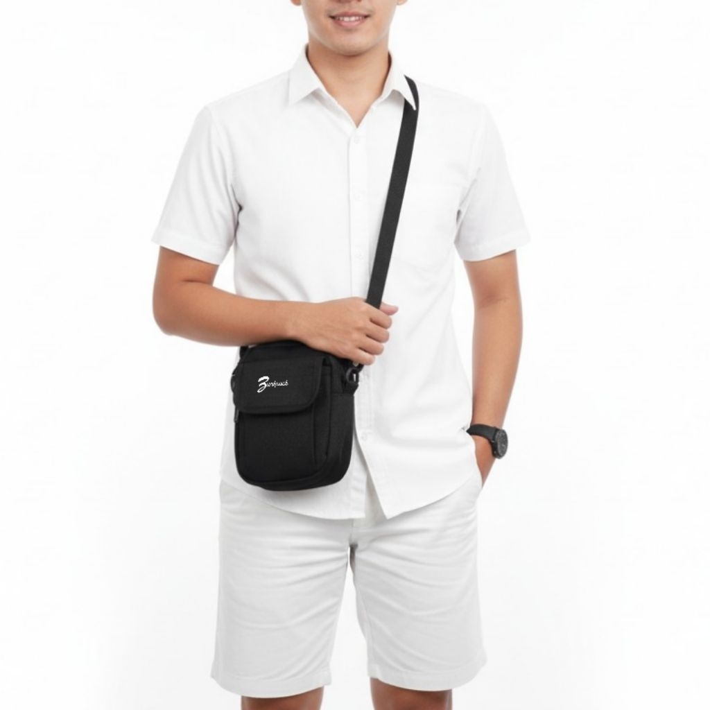 Tas Selempang Pria Simpel Heiber Jaxon Black