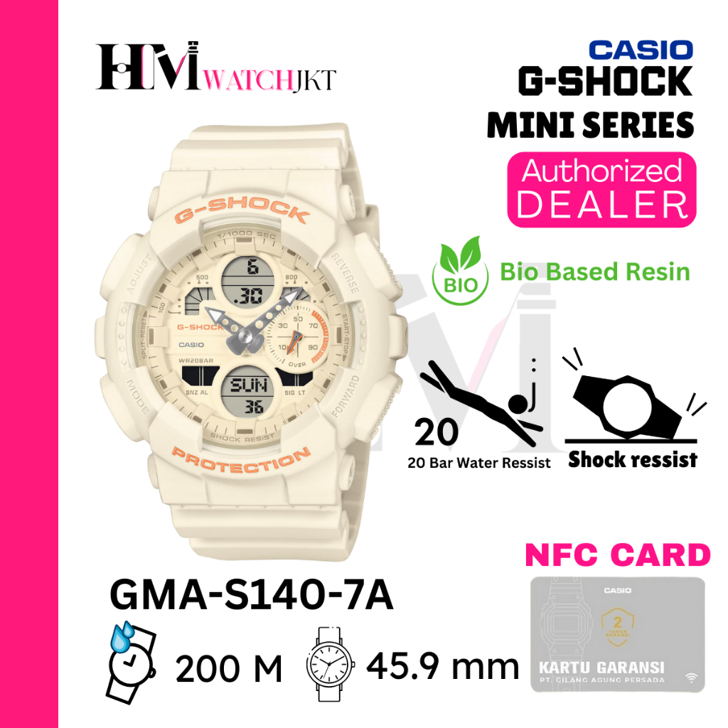 CASIO G-SHOCK GMA-S140-7ADR Jam Tangan Wanita Original Analog-Digital GMA-S140-7A GMA-S140 GMAS140