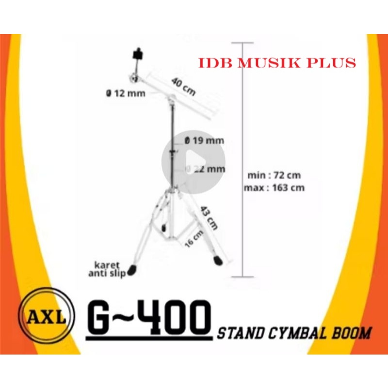 Stand Cymbal Boom AXL G400 G 400 Double Bracket Original