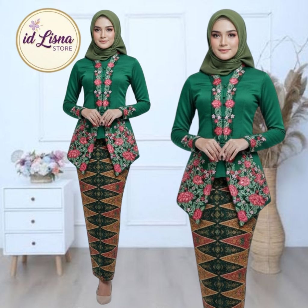 Set Kebaya Encim Modern//Kebaya Encim Model Lengan Panjang