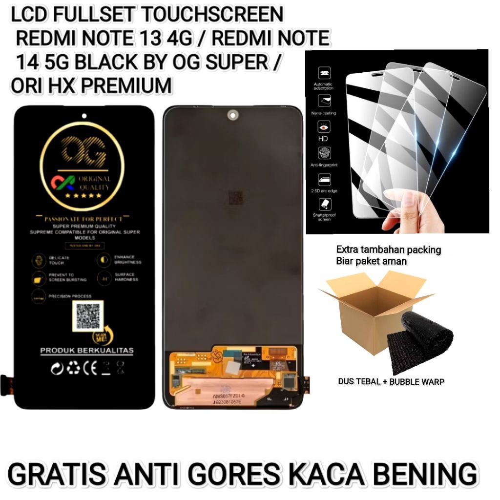 LCD REDMI NOTE 13 4G / REDMI NOTE 14 5G BLACK BY OG SUPER ORIGINAL / ORI HX PREMIUM
