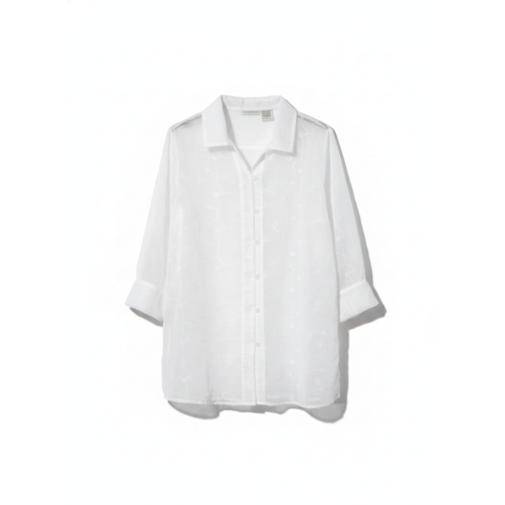 blouse shirt Whitestag white mesh blus atasan putih branded wanita bigsize