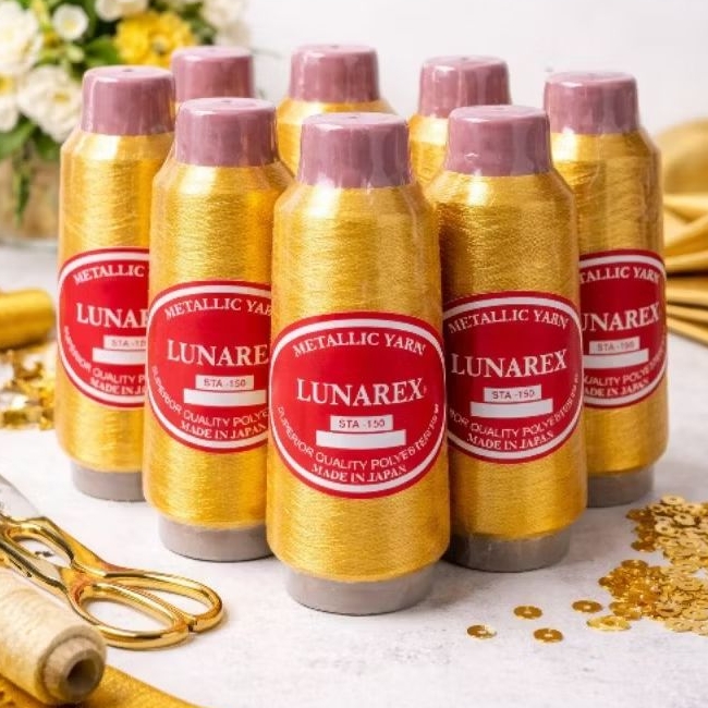 Benang Bordir Lunarex Paradise Polyester Metalik Warna Emas