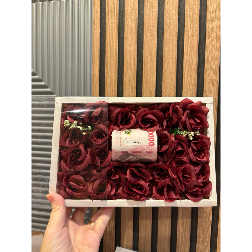 hampers bunga money box flower 25 Lembar