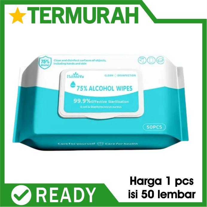 Tisu Basah Alkohol 75% Disinfectant Tisue Alcohol Wipes Antiseptic Anti Virus Isi 50