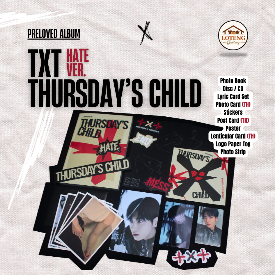 [UNSEALED OFFICIAL ALBUM] TXT THURSDAY'S CHILD (HATE VER.) FULLSET / GOOD BOY GONE BAD - PHOTOCARD, 