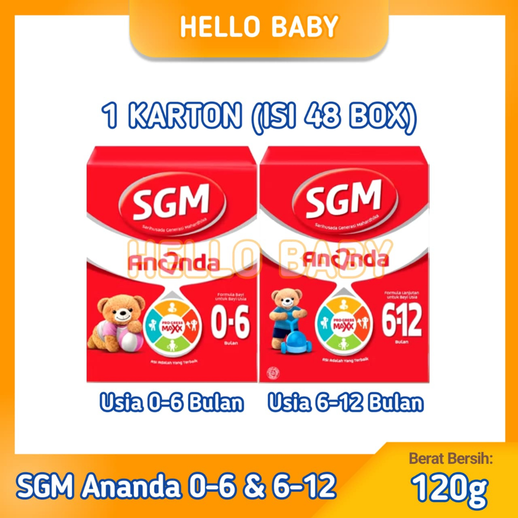 1 KARTON (48 BOX) Susu SGM 1+ SGM 0-6 SGM 6-12 Box 120 Gram