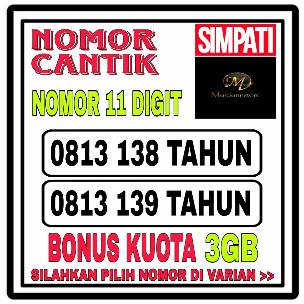 KARTU PERDANA simPATI NOMOR CANTIK 11 DIGIT SERI TAHUN