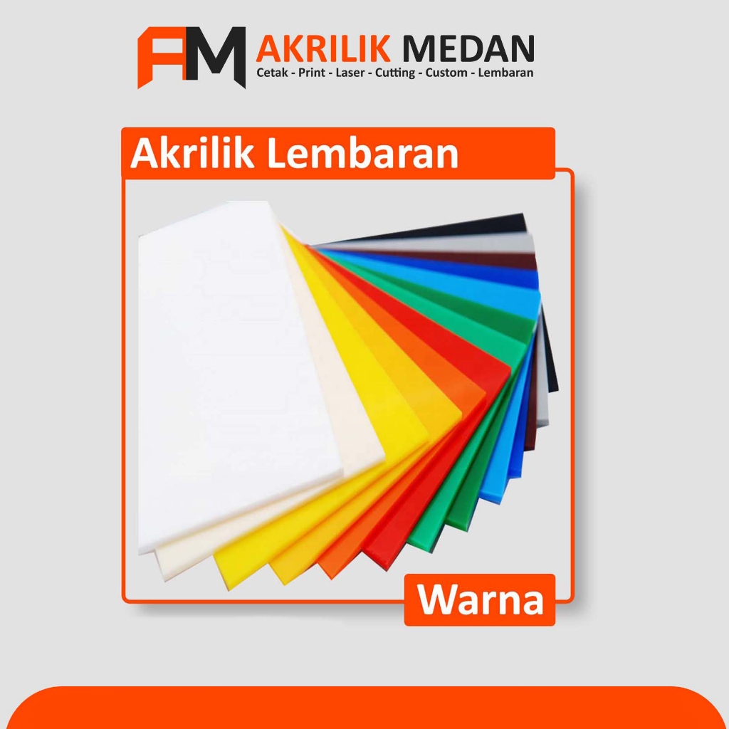 Akrilik Lembaran 2mm - Warna Gold, biru, kuning,hijau,hitam,bening