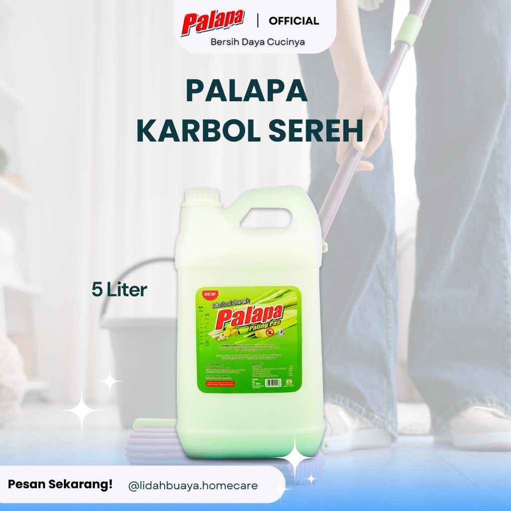 Palapa Karbol Sereh Jerigen 5 Liter | Pembersih Lantai | Karbol Sereh | Homecare
