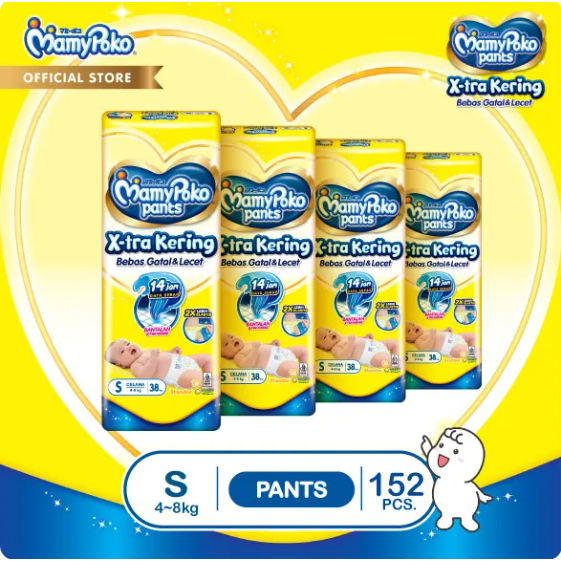 MamyPoko Pants X-tra Kering NBS 44/ S38 / M32 / L28  isi 4 pcs [Karton]