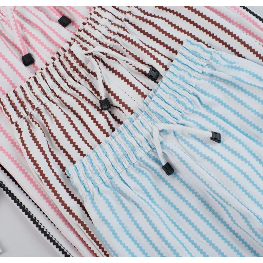 Daily Pants - Stripe Pants Korean - Celana Panjang Wanita Baggy Kantor Kuliah Motif Garis Kulot Pins