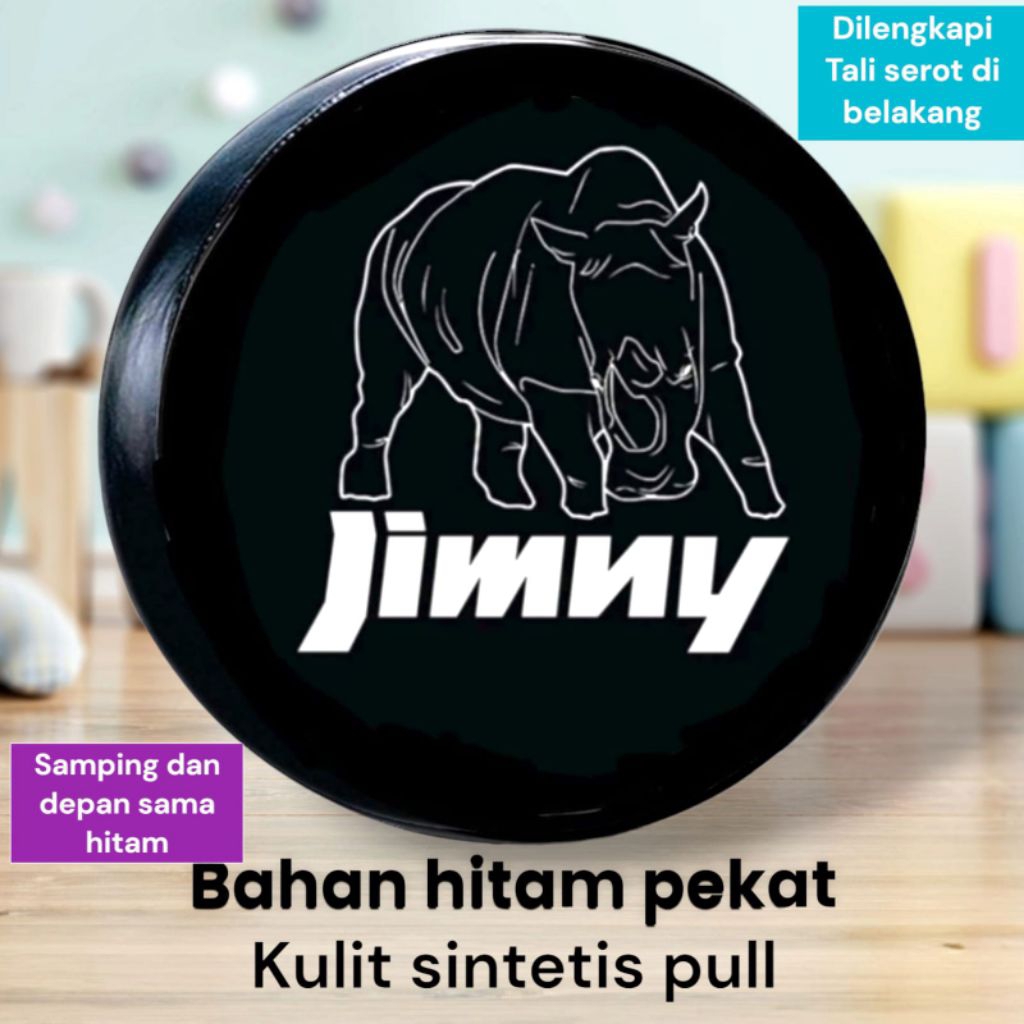 Sarung konde ban serep belakang mobil Jimny Katana bahan Kulit sintetis tebal warna hitam pekat taja