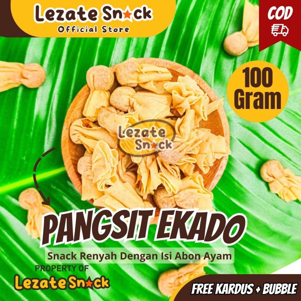 Keripik Pangsit Ekado Abon Ayam 100gr Enak Murah / Pangsit Bawang Ekado Merk Sarikaya Kue Lebaran Ja