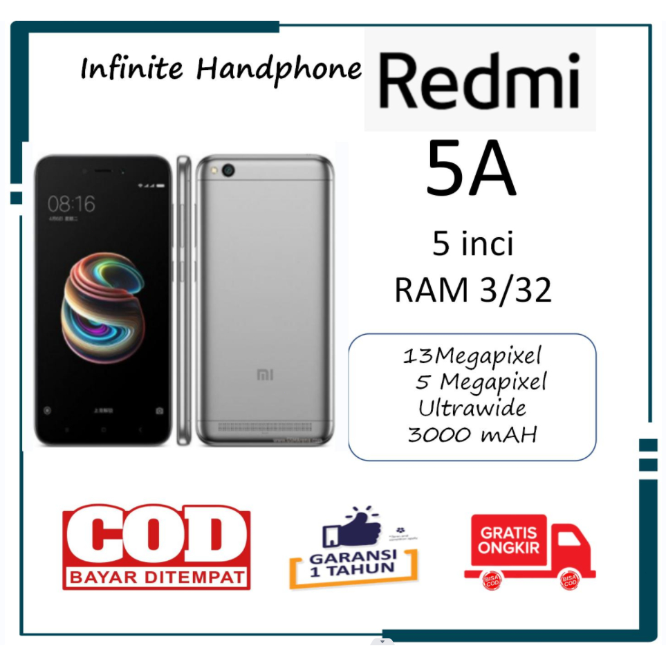 HP baru xiaomi redmi 5a ram 3/32 gb , 4a ram 2/16gb garansi 1 tahun hp murah